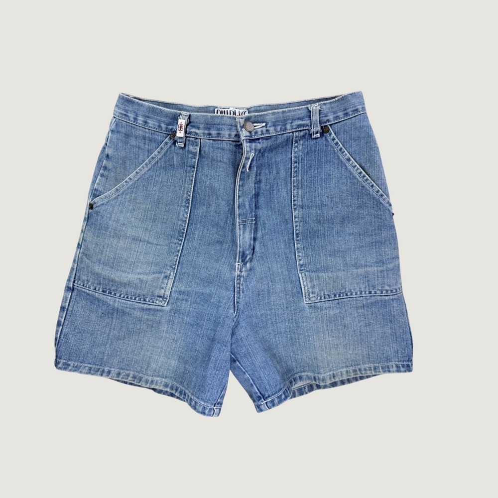 Bill Blass Denim Shorts Women 12 Blue 90s  Vintage High Rise Utility 4"